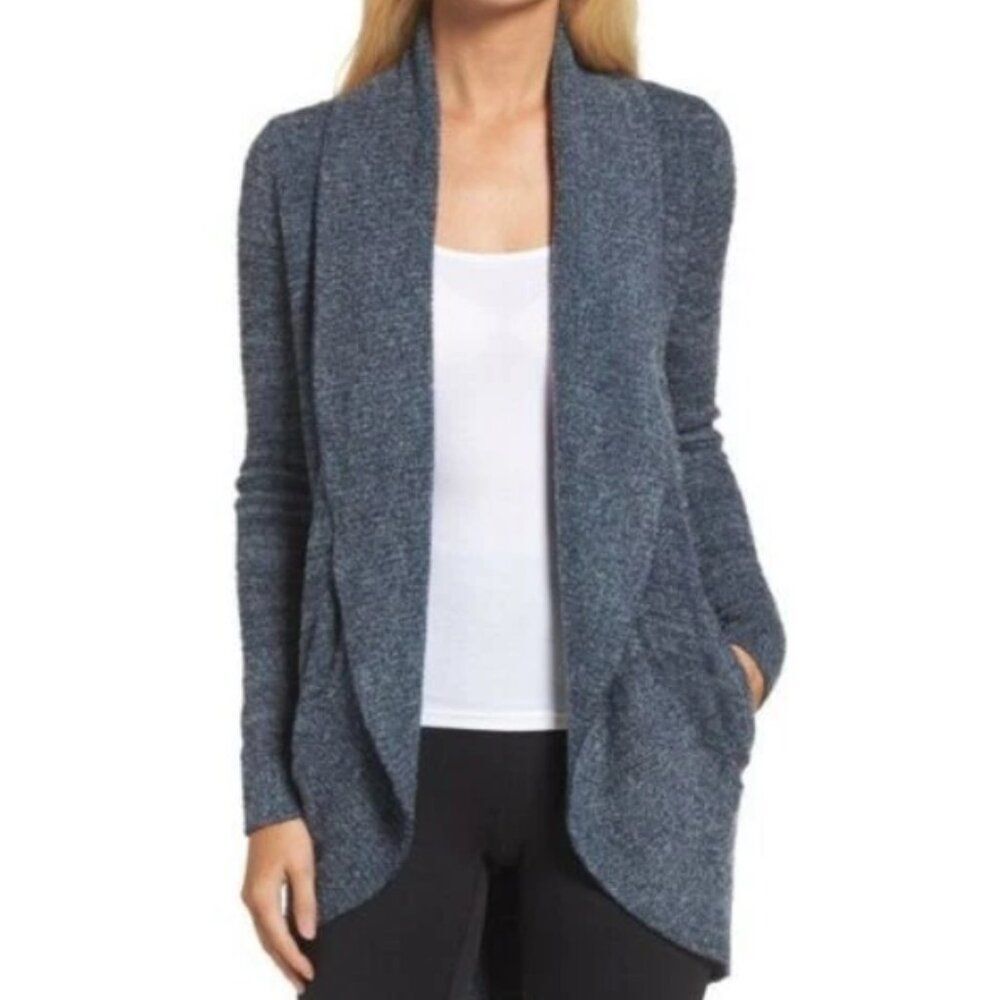 Barefoot Dreams Cozychic Lite Blue/Gray Knit Circle Cardigan Sweater Size XS/S
